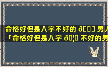 命格好但是八字不好的 🍁 男人「命格好但是八字 🦁 不好的男人怎么办」